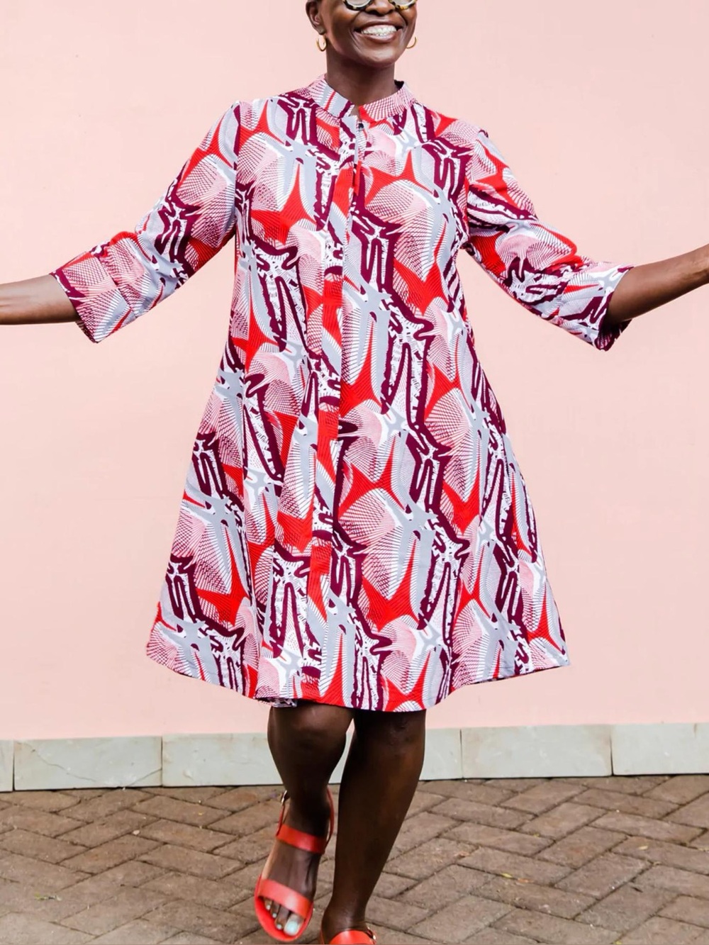 ZURI SUNBIRD 3/4 sleeve KENYA KITENGE DRESS SMALL